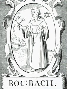 Muotokuva Roger Baconista (n. 1220-1292), kuvitus tieteestä ja kirjallisuudesta keskiajalla ja renessanssilla, kirjoittanut ja kaivertanut Paul Lacroix, 1878 tekijältä English School