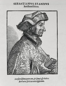 Muotokuva Sebastian Brantista (n. 1458-1521) julkaisusta The Narrative and Critical History of America, toimittanut Justin Winsor, Lontoo, 1886 tekijältä English School