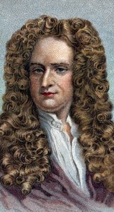 Sir Isaac Newtonin muotokuva 1642-1727, englantilainen fyysikko ja matemaatikko - Sarjasta "" Leaders of Men" - Kromolitografia - Englantilainen koulu, 1900-luku - tekijältä English School