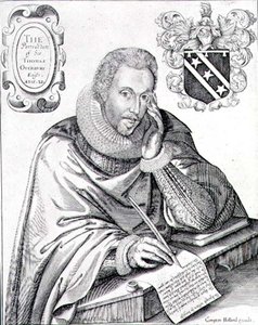Muotokuva Sir Thomas Overburysta (1581-1613) kirjoittamassa epitafiaan, kaivertaja Renold Elstrack (1571-c.1630) 1613 (kaiverrus) tekijältä English School