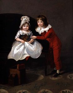 Muotokuva kahdesta lapsesta oravan kanssa, n. 1800 tekijältä English School