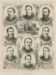 Vuoden 1877 Cambridgen miehistön muotokuvia tekijältä English School