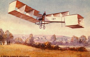 Postikortti, joka kuvaa Santos-Dumont 14-bis -lentokonetta, n. 1910 tekijältä English School