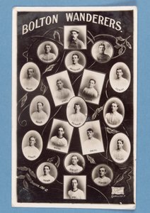 Bolton Wanderers FC -pelaajien postikortti, kausi 1911-12 (bw litho) tekijältä English School