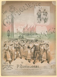Juliste P Bucalossin Gondoliers-valssille W S Gilbertin ja Arthur Sullivansin oopperan lähetyksissä