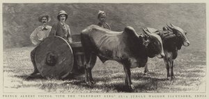 Prinssi Albert Victor "Elephant Kingin" kanssa Jungle Waggonissa Mysoressa, Intiassa (kaiverrus) tekijältä English School