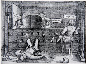 Vangit Lollards Towerissa, John Foxen (1516-87) teoksista ja muistomerkeistä, 1563, kuva The History of the Nationista tekijältä English School
