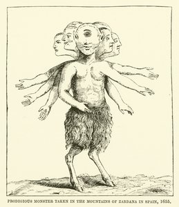 Upea hirviö, joka on kuvattu Zardanan vuoristossa Espanjassa, 1655 tekijältä English School