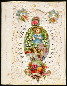 Prosperity, ystävänpäiväkortti, n. 1870 (värilitho paperilla) tekijältä English School