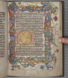 Psalteri ja Sarumin käyttökalenteri, Fol 82 recto, n. 1425-1475 (mustetta, maalia ja kultaa velumilla) tekijältä English School