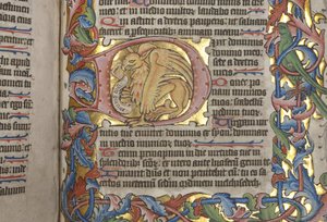 Psalteri Sarumilla käyttökalenteri, Fol 84 recto, yksityiskohta, n.1425-75 tekijältä English School