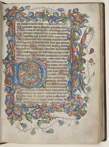 Psalteri Sarumilla käyttökalenteri, n. 1425-1475 (mustetta, maalia ja kultaa velumilla) tekijältä English School