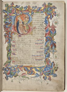 Psalteri ja Sarumin käyttökalenteri, n. 1425-1475 (mustetta, maalia ja kultaa velumilla) tekijältä English School
