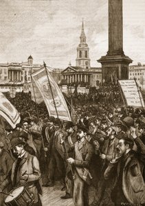 Julkinen kokous Trafalgar Squarella verisen sunnuntain muistoksi 1892, kuvitus Cassells Illustrated History of Englandista (seepiakuva) tekijältä English School