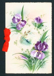 Purppuraisia iiriskukkia, kortti tekijältä English School