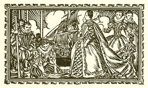 Kuningatar Elizabeth I ja Sir Walter Raleigh tekijältä English School