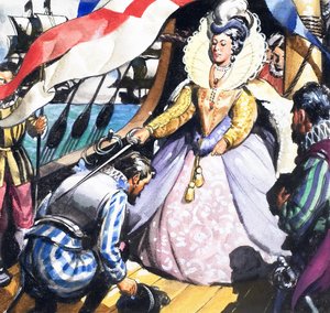 Kuningatar Elisabet ja Francis Drake tekijältä English School