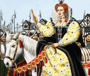 Kuningatar Elisabet pitää Armada-puheensa tekijältä English School