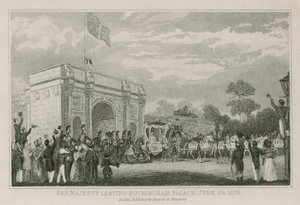 Kuningatar Victoria lähtee Buckinghamin palatsista 28. kesäkuuta 1838 tekijältä English School