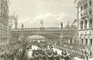 Kuningatar Victoria avaa Holbornin maasillan vuonna 1869 tekijältä English School