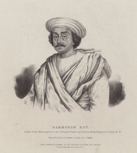 Ram Mohan Roy, intialainen filosofi, uudistaja ja Brahmo Sabha -liikkeen perustaja (litografia) (kuvassa) tekijältä English School