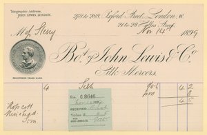 Kuitti John Lewis & Co:lta, 14. marraskuuta 1896 tekijältä English School