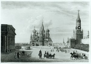Punainen tori, Moskova, Robert Lyallin teoksesta The Character of the Russians and a Detailed History of Muscovy, julkaistu 1823 tekijältä English School
