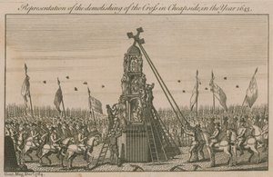Edustus ristin purkamisesta Cheapsidessa vuonna 1643 tekijältä English School