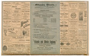 Alhambra-teatterin mainoslehtisen kääntöpuoli tekijältä English School