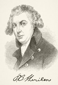 Richard Brinsley Sheridan, William Hickman Smith Aubreyn (1858-1916) julkaisusta The National and Domestic History of England, julkaisi Lontoossa noin 1890 tekijältä English School