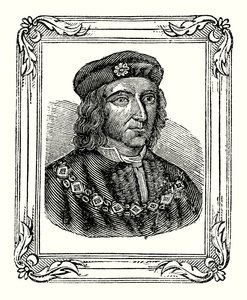 Richard III syntyi vuonna 1450, kruunattiin vuonna 1483, tapettiin vuonna 1485 (kaiverrus) tekijältä English School