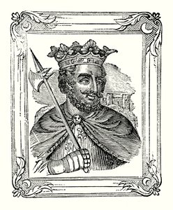Richard I syntyi vuonna 1157, kruunattiin vuonna 1189 ja kuoli vuonna 1199 (kaiverrus) tekijältä English School
