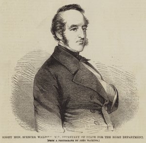 Oikea kunniajäsen Spencer Walpole, kansanedustaja, sisäasiainministeriön valtiosihteeri (kaiverrus) (kaiverrus) tekijältä English School