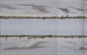 Thames-joen panoraama, n. 1829 (akvatinta) tekijältä English School