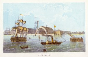Thames-joki: Sheerness (värillinen kaiverrus) tekijältä English School