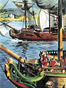 Robert Clive purjehtii Bengalinlahdella Gangesin suulle tekijältä English School