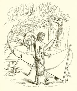 Robinson Crusoe rakentamassa venettään tekijältä English School