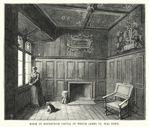 Huone Edinburghin linnassa, jossa James VI syntyi (kaiverrus) tekijältä English School