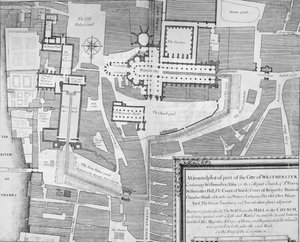 James II:n kruunauskulkueen reitti Westminster Hallista Westminster Abbeyyn tekijältä English School