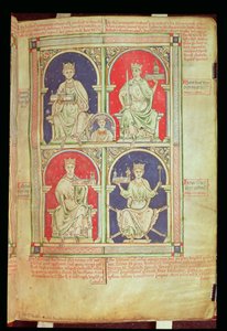 Roy 14 C VII f.9 Four Kings of England, Historia Anglorumista (vellum) . tekijältä English School
