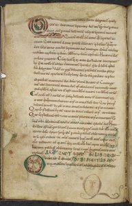 Royal 13. A.XI, f.79v Ihmiskasvot nimikirjaimilla, De temporum ratione, Bede the Venerable (vellum) tekijältä English School