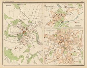 Royal Atlas, s. 1900: Buxton; Warwick; Cheltenham (väri litho) tekijältä English School