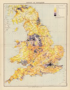 Royal Atlas, c 1900: Väestön tiheys (väri litho) tekijältä English School