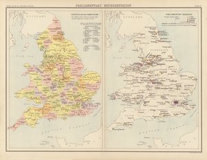 Royal Atlas, n. 1900: parlamentaarinen edustusto (väri litho) tekijältä English School