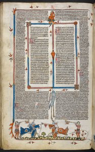 Royal MS 10 iv f.065v Knights Turnajaiset marginaalikoristeella, kuvitus Smithfield Decretalsista (vellum) tekijältä English School