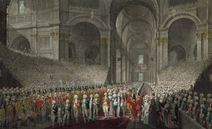 Kuninkaallinen kulkue St Paulin katedraalissa Pyhän Yrjön päivänä 1789 tekijältä English School