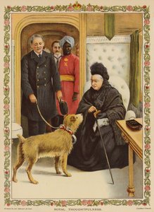 Royal Thoughtfulness - Kuningatar Victoria Paddingtonin asemalla, tekee hyväntekeväisyyslahjoituksen (chromolitho) tekijältä English School
