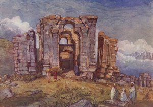 Ruïnes del temple del sol de Martand, Caixmir (litografia en color) finlandès tekijältä English School