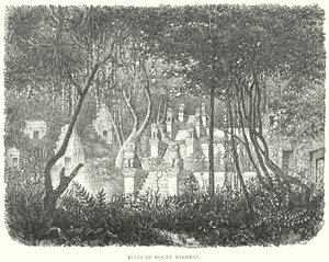 Ruinen des Berges Bakheng (Gravur) von English School