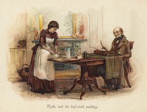 Ruth ja naudanpihvivanukas (chromolitho) tekijältä English School